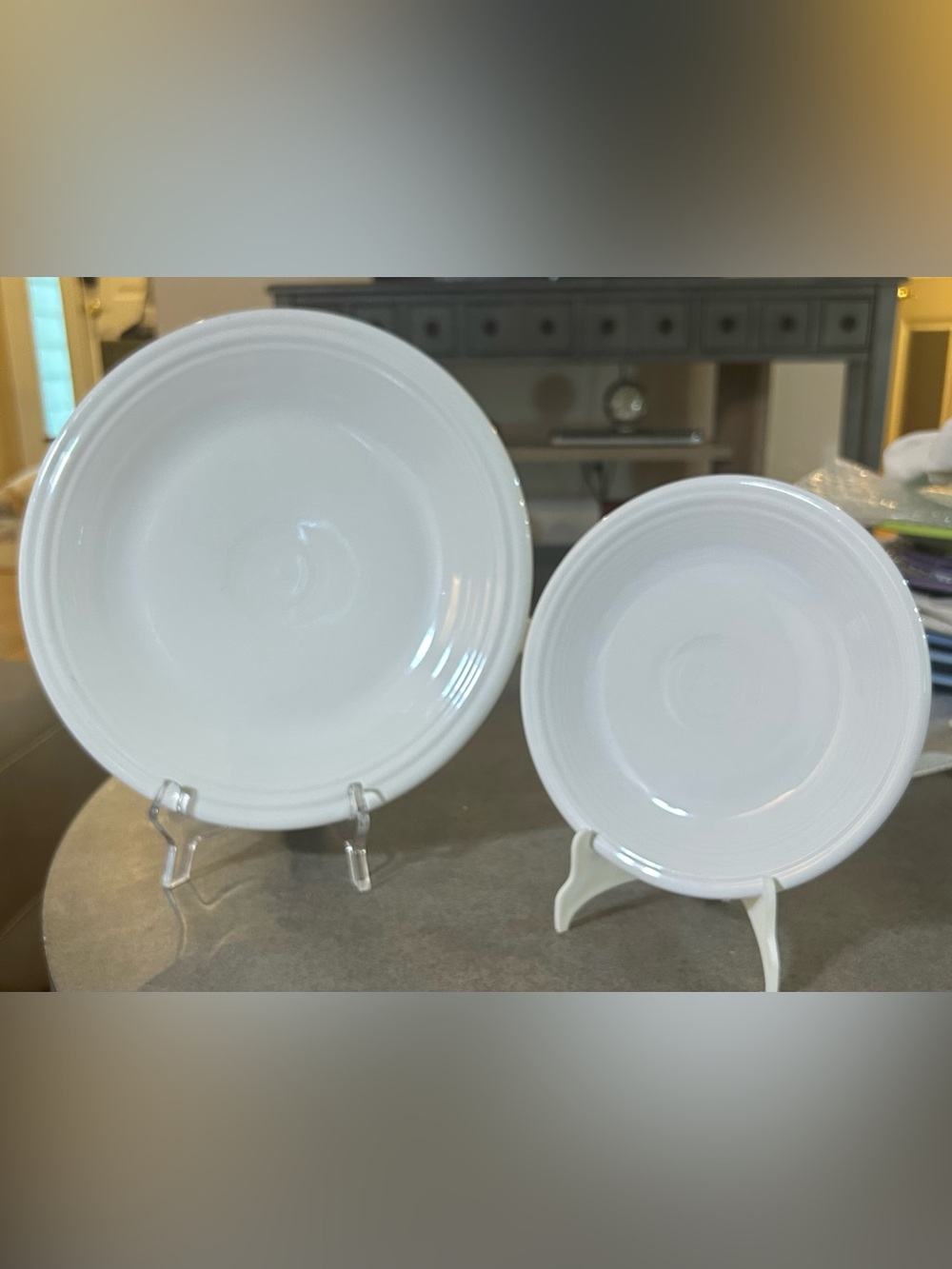 Fiestaware White Classic Rim 10.5” Dinner Plate & 7.25” Salad /Dessert Plate Set